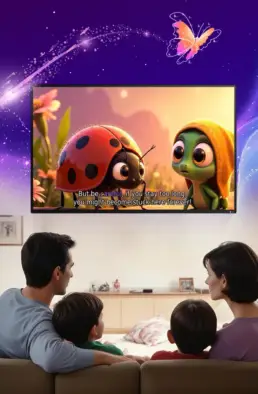 family watching story on tv